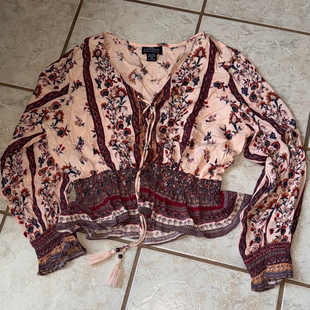 Angie Floral Blouse - Pink and Purple